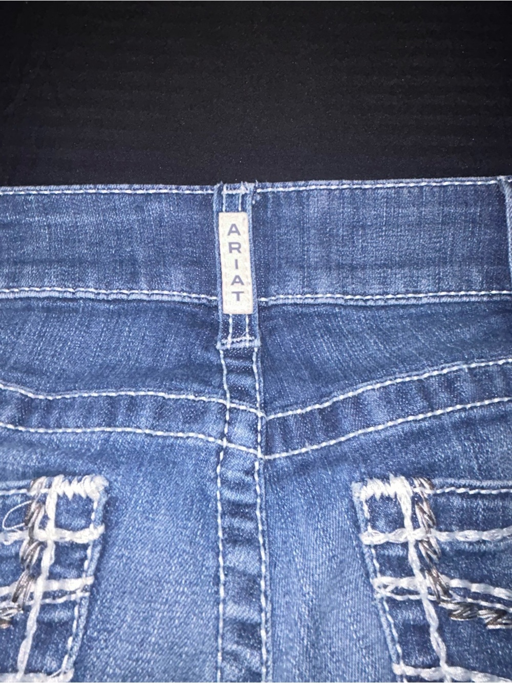 Ariat Jeans Women’s 31R Blue Denim R.E.A.L Mid Rise Stretch Entwined Boot Cut - Picture 14 of 14